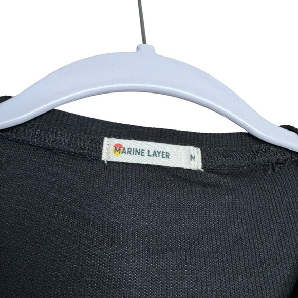 Marine Layer Women's Black Lexi Rib Twist Front Short Sleeve T-Shirt Top Size M - Picture 2 of 8
